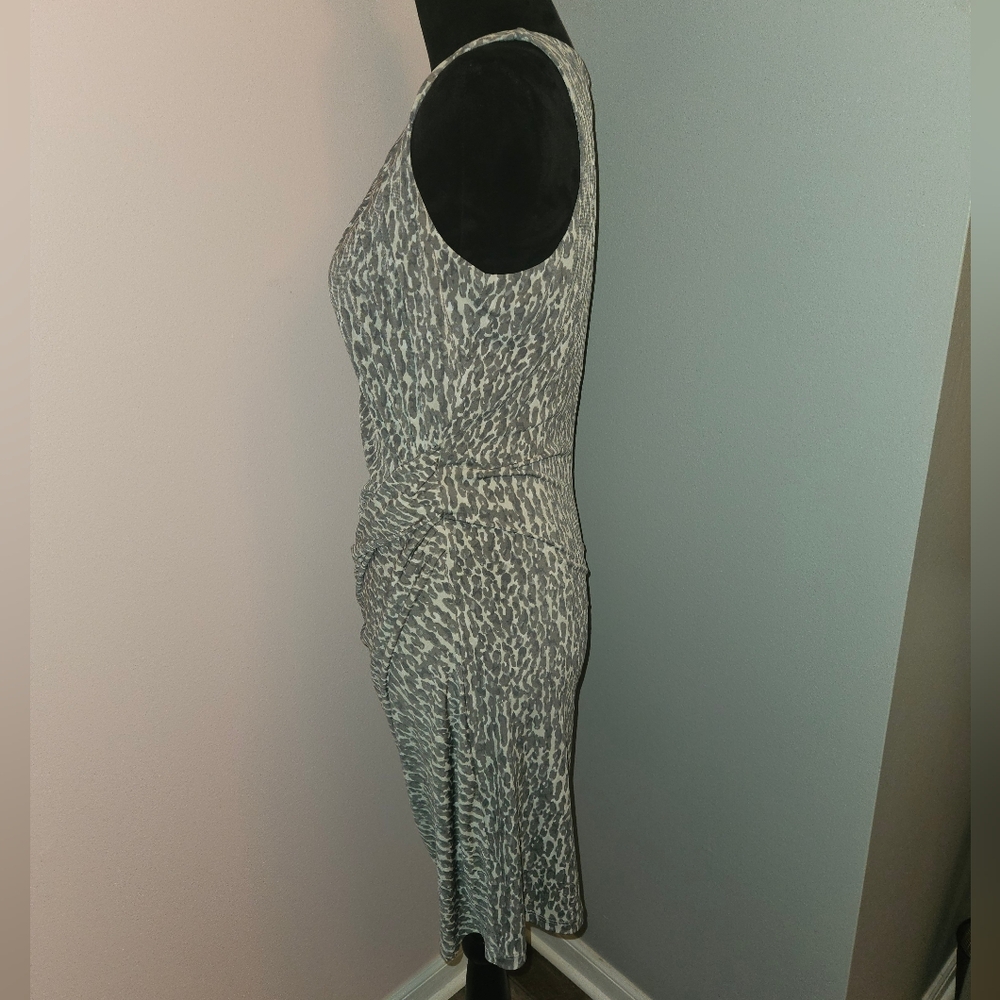 Michael Kors Grey Draped Animal Print Mini Dress - Size Small - Picture 4 of 9
